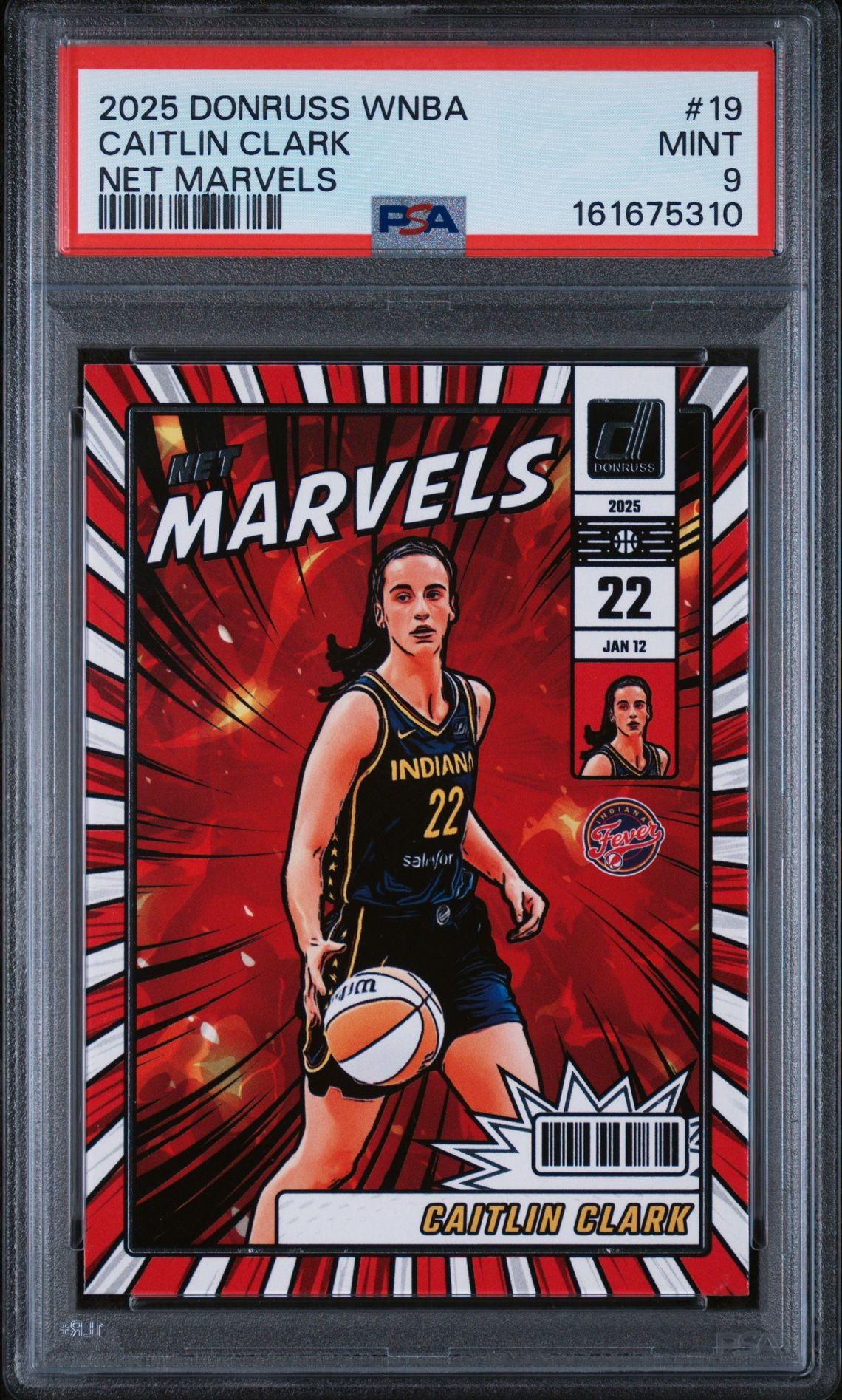 2025 Panini Donruss Wnba Net Marvels Caitlin Clark #19 Mint 9 front