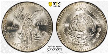 1987-Mo Onza Libertad Ag MS67