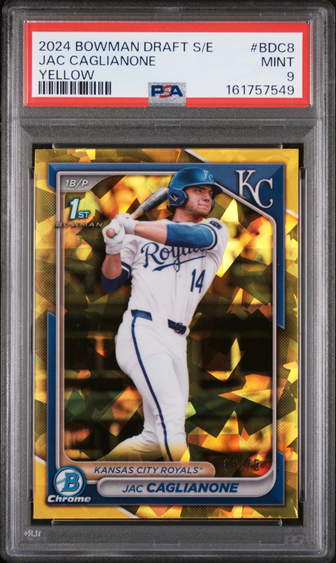2024 Bowman Draft Sapphire Edition Jac Caglianone #Bdc8 (Yellow) Mint 9 front