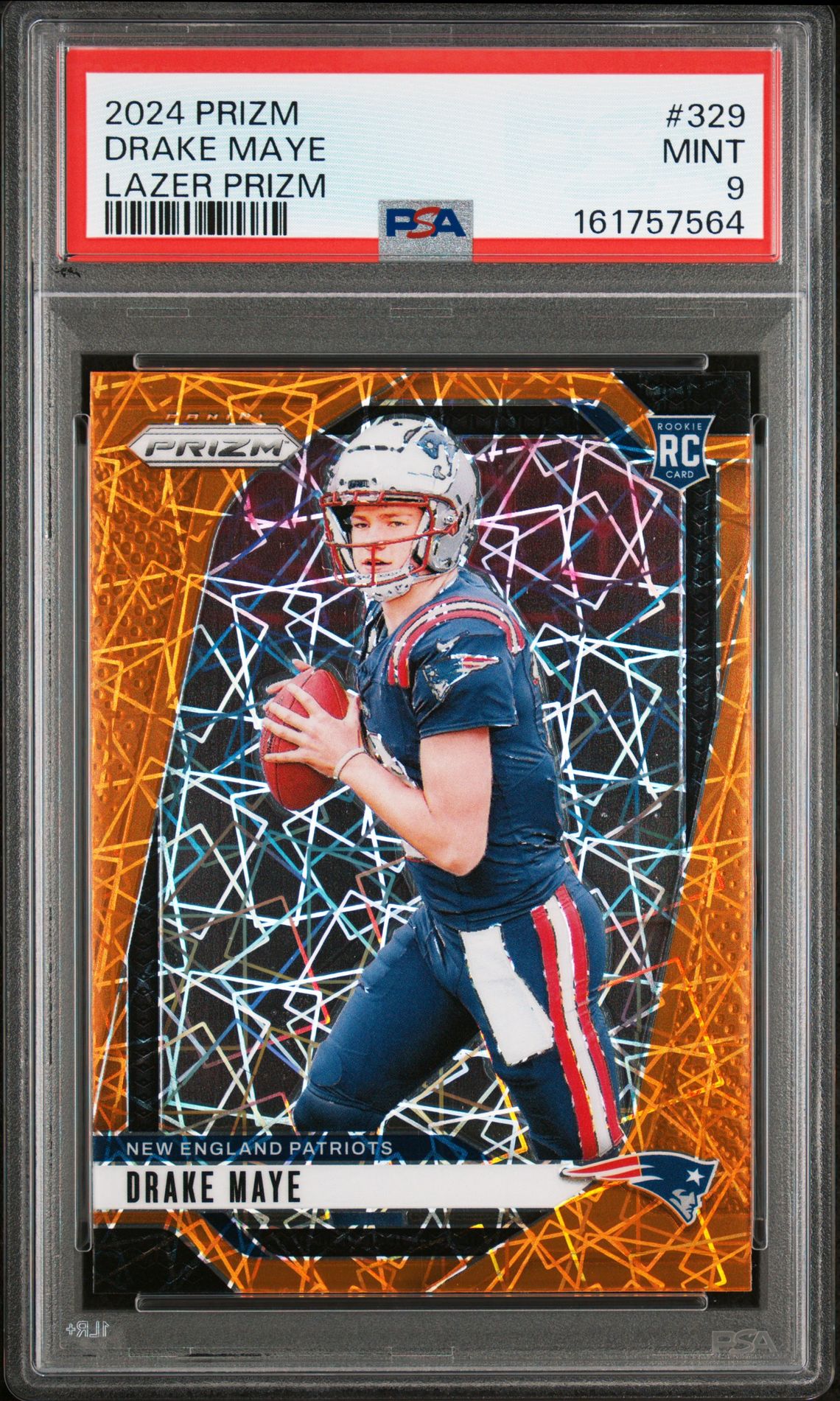 2024 Panini Prizm Drake Maye #329 (Lazer Prizm) Mint 9 front