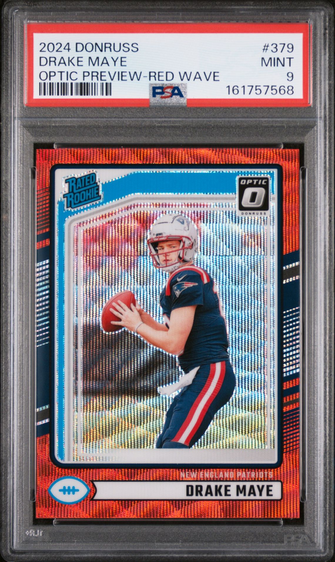 2024 Panini Donruss Drake Maye #379 (Optic Preview-Red Wave) Mint 9 front