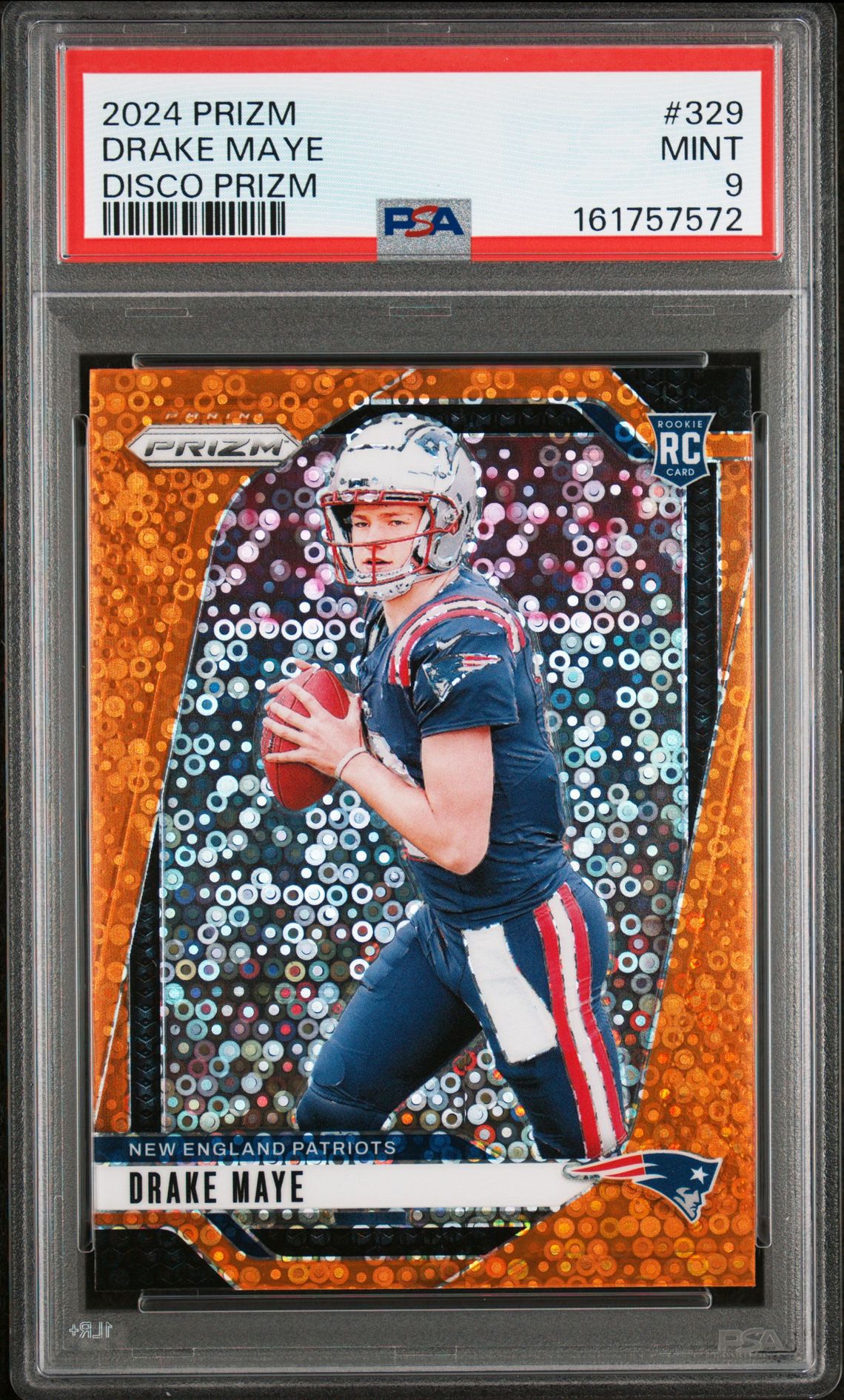 2024 Panini Prizm Drake Maye #329 (Disco Prizm) Mint 9 front