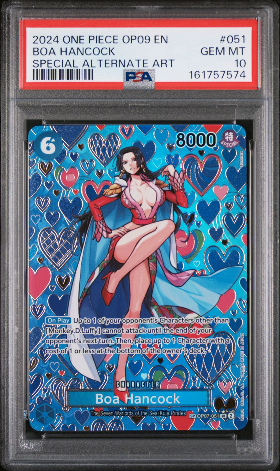 2024 ONE PIECE OP09-EMPERORS IN THE NEW WORLD BOA HANCOCK SPECIAL ALTERNATE ART 051 GEM MT 10 front