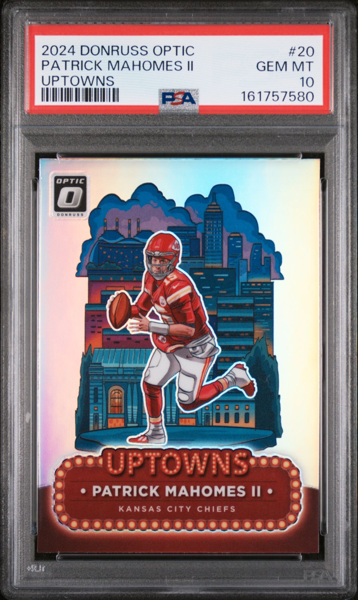 2024 Panini Donruss Optic Uptowns Patrick Mahomes Ii #20 Gem Mt 10 front view - PSA graded GEM MT 10