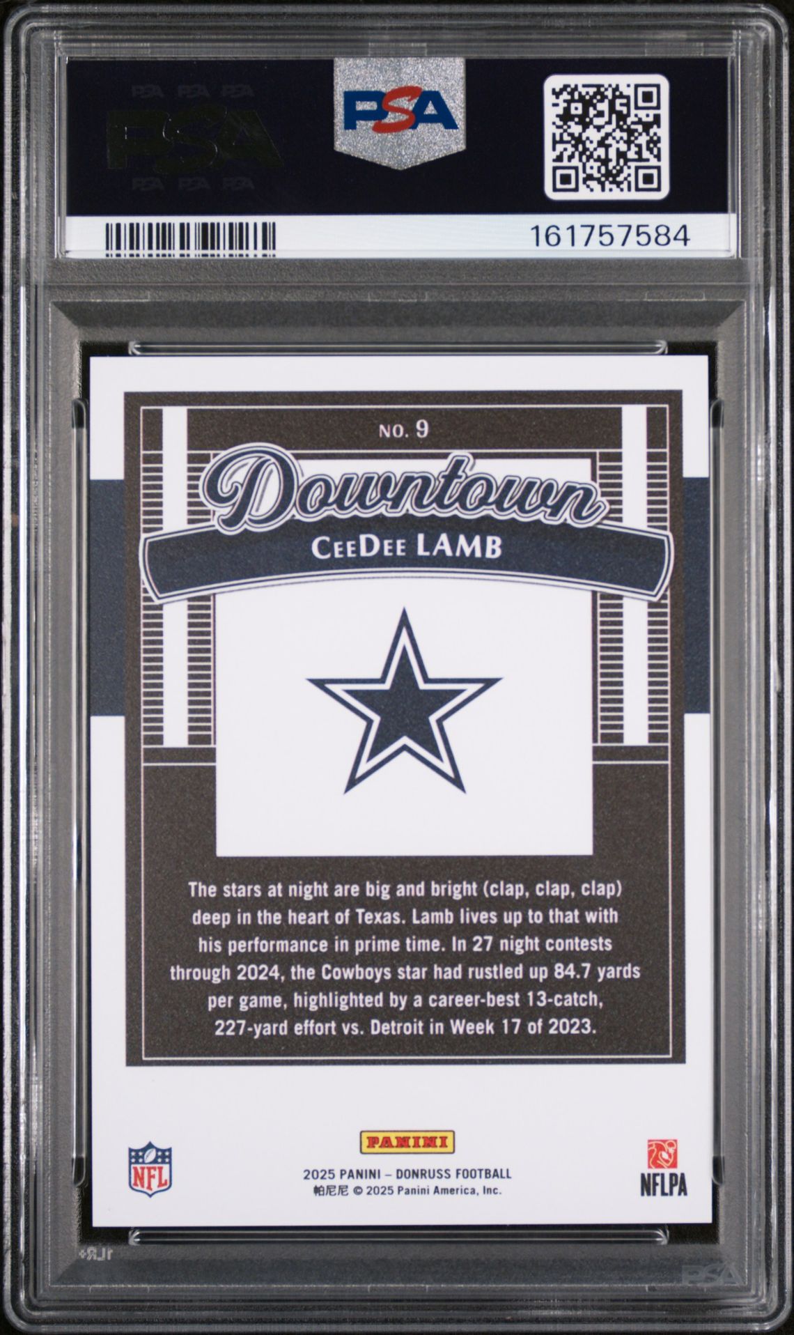 2025 Panini Donruss Downtown Ceedee Lamb #9 Gem Mt 10 back