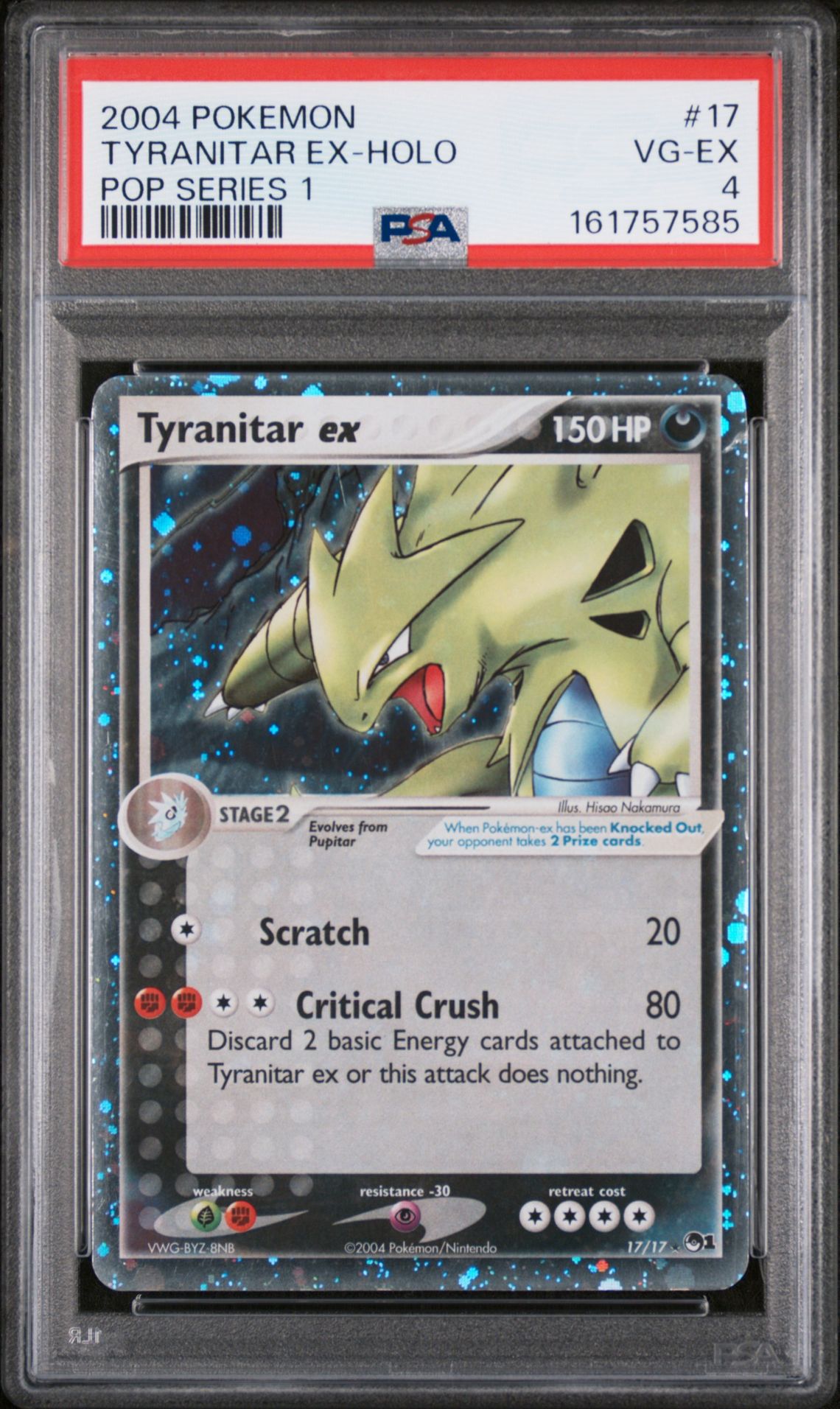 2004 Pokemon Pop Series 1 Tyranitar Ex-Holo #17 (Pop Series 1) Vg-Ex 4 front