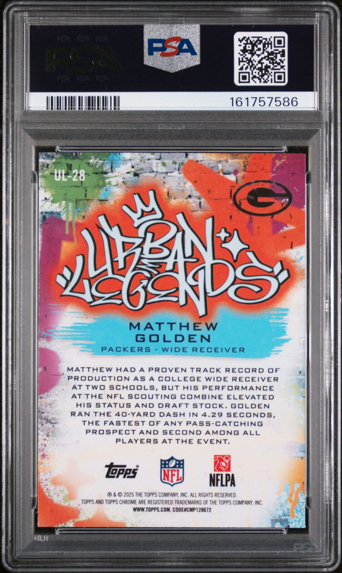2025 Topps Chrome Urban Legends Matthew Golden #28 Nm 7 back