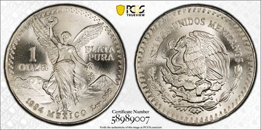 1984-Mo Onza Libertad Ag MS68