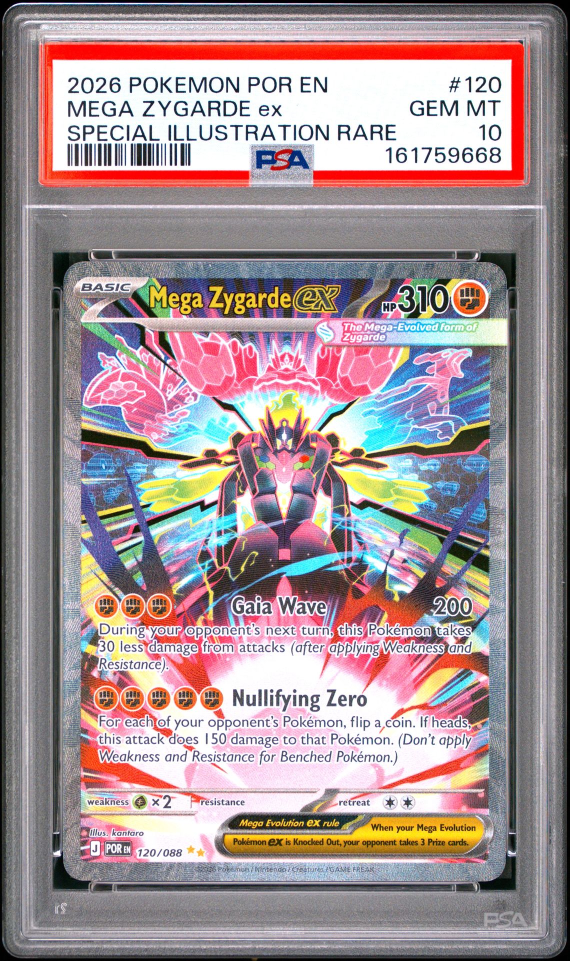 2026 Pokemon Por En-Perfect Order Mega Zygarde Ex #120 (Special Illustration Rare) Gem Mt 10 front view - PSA graded GEM MT 10