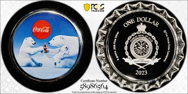 2023 $1 Coca-Cola Polar Bear Bottle Cap PR70DCAM