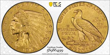 1915 $2.50 AU58