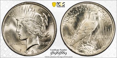 1922 $1 VAM 2A, Earring MS64