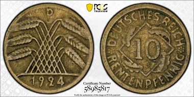1924-D 10 Rtpfg J-309 XF40