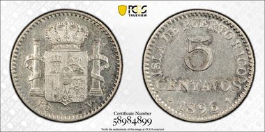 1896-PG V 5C AU58