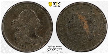 1804 1/2C C-6, Spiked Chin XF40BN