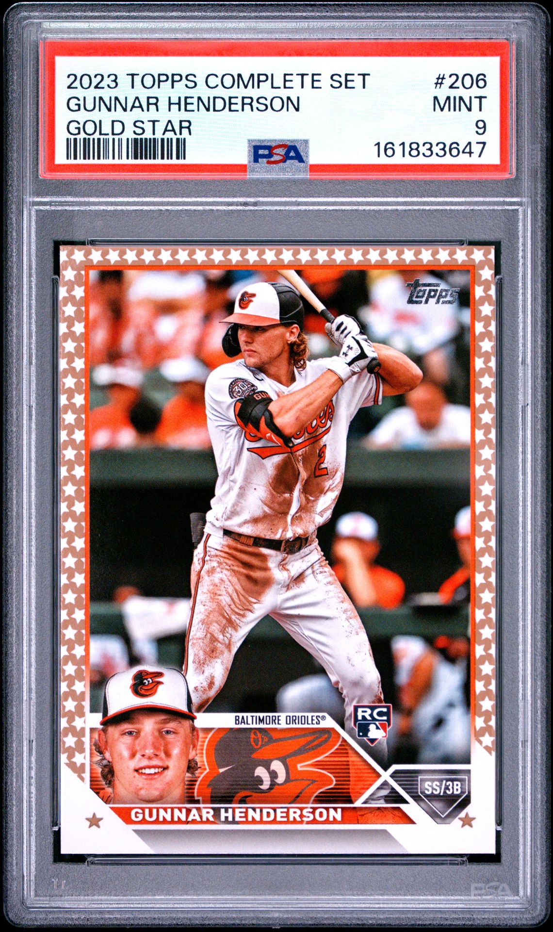 2023 Topps Complete Set Gunnar Henderson #206 (Gold Star) Mint 9 front