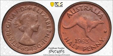 1963 Y. (p) 1/2D MS66RB