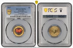 2017 $2 Planetary Coins Mars Colorized MS70