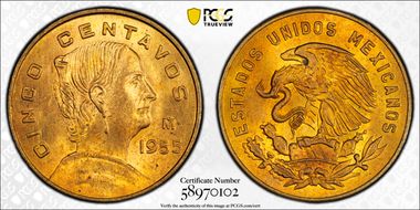1955-Mo 5C KM-426  Brass Head Right MS64