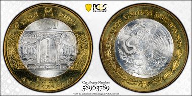 2005-Mo 100 P Bank of Mexico 80th Ann. MS66