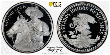 No Date 1oz Rnd Pancho Villa on Horseback with Revolver Ag MS68