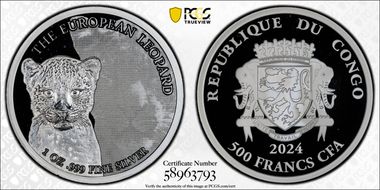 2024 500 Fr European Leopard 1oz Ag PR69DCAM