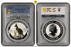 2020-P $1 Kangaroo Ag Selective Gilt MS70