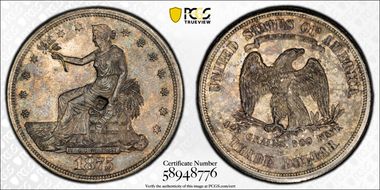 1875-S/CC T$1 TDV-12, FS-501, OMM Chopmarked N1