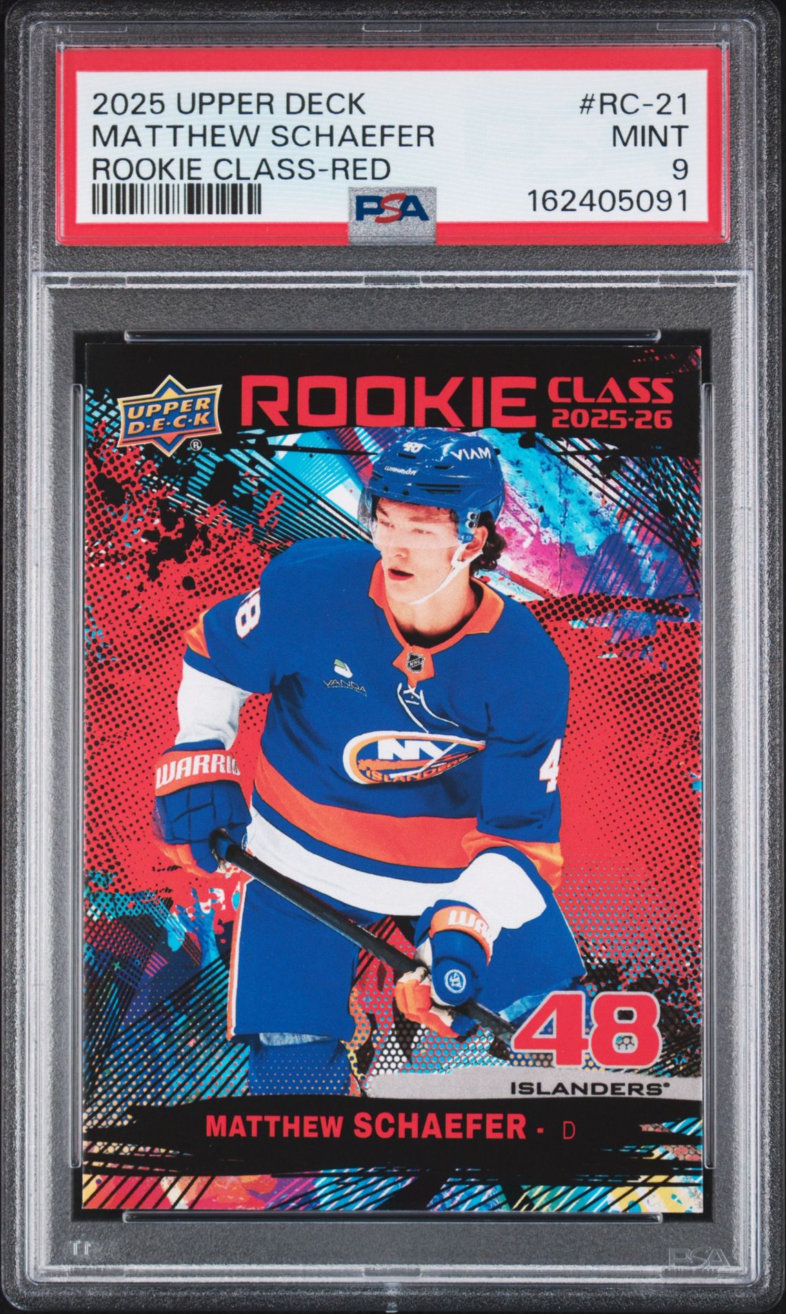 2025 Upper Deck Rookie Commemorative Class Matthew Schaefer #Rc-21 (Rookie Class-Red) Mint 9 front