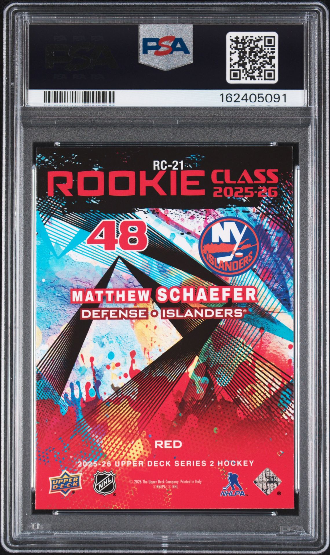 2025 Upper Deck Rookie Commemorative Class Matthew Schaefer #Rc-21 (Rookie Class-Red) Mint 9 back