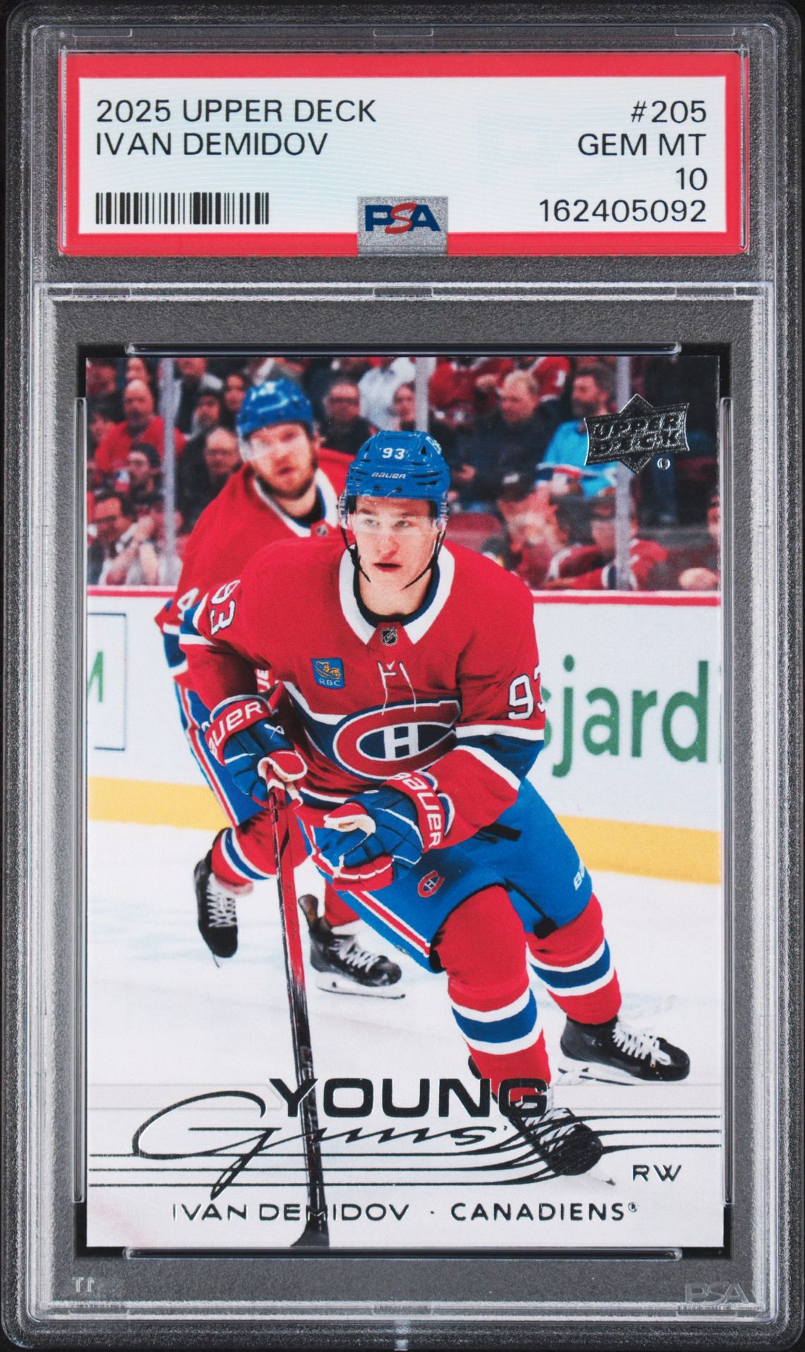2025 Upper Deck Ivan Demidov #205 Gem Mt 10 front view - PSA graded GEM MT 10