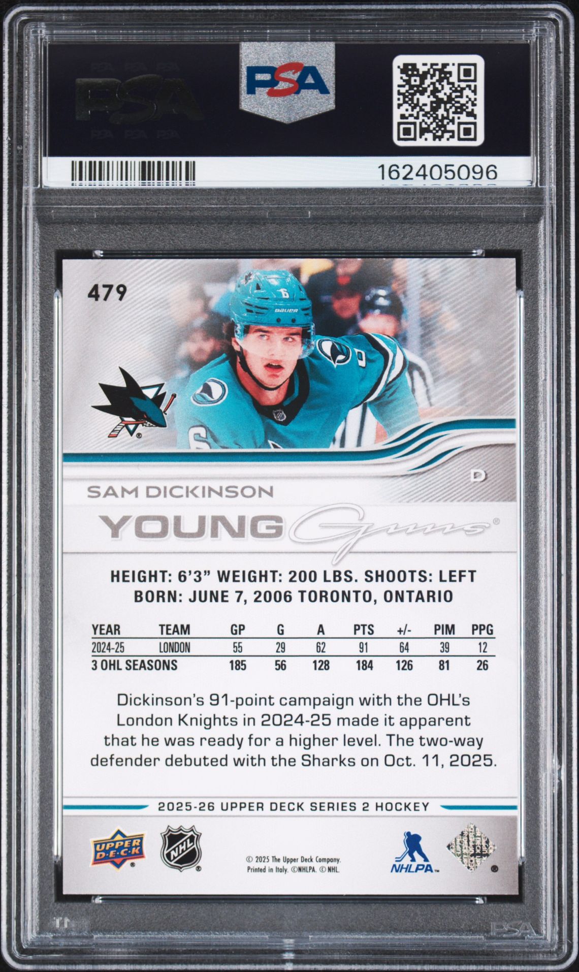 2025 Upper Deck Sam Dickinson #479 Mint 9 back