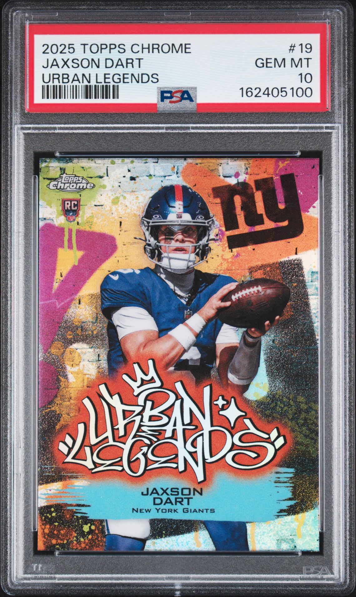 2025 Topps Chrome Urban Legends Jaxson Dart #19 Gem Mt 10 front view - PSA graded GEM MT 10