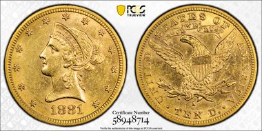 1881-S $10 MS60