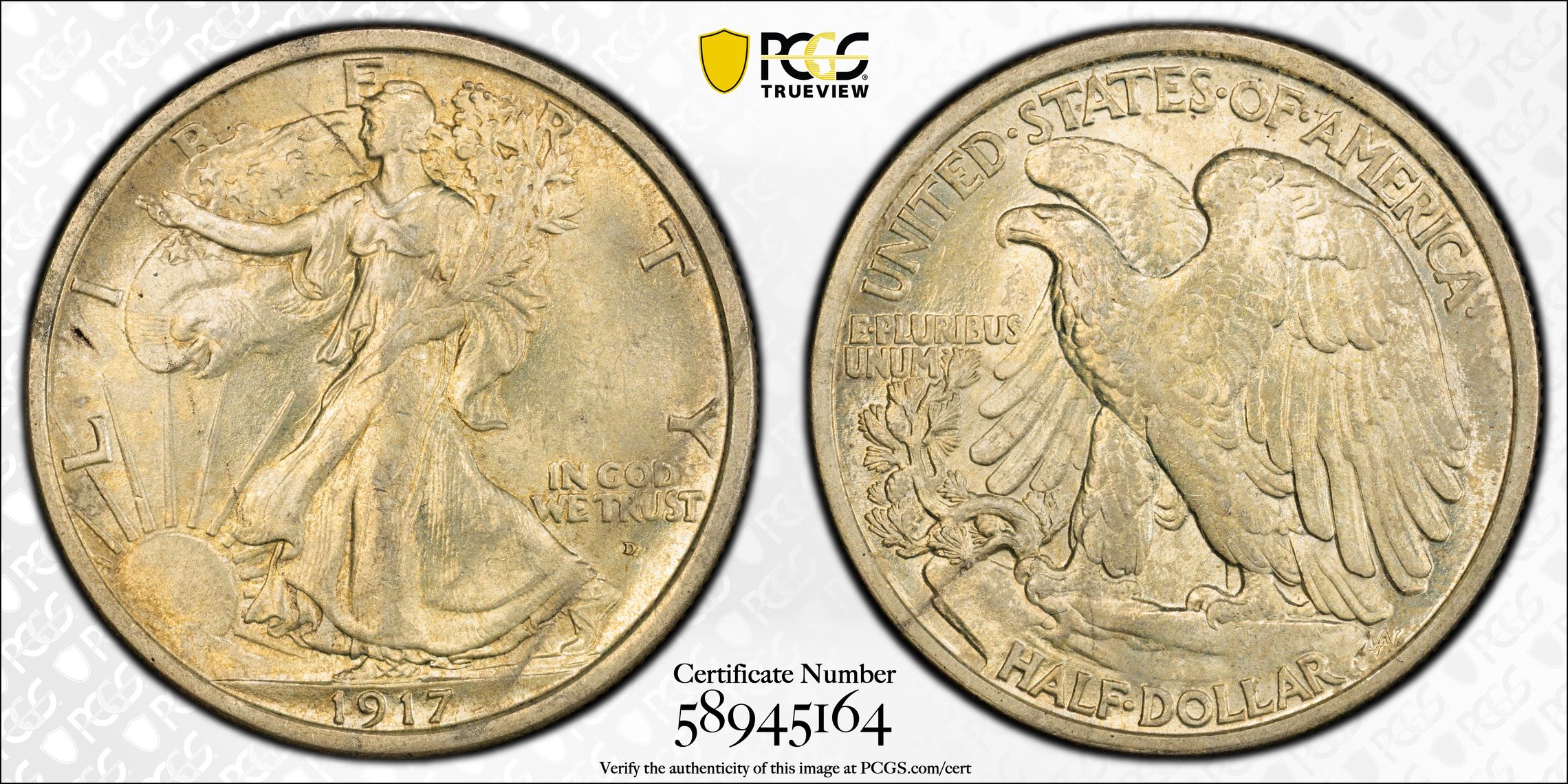 thumbnail for: 1917-D 50c Mintmark Obverse MS