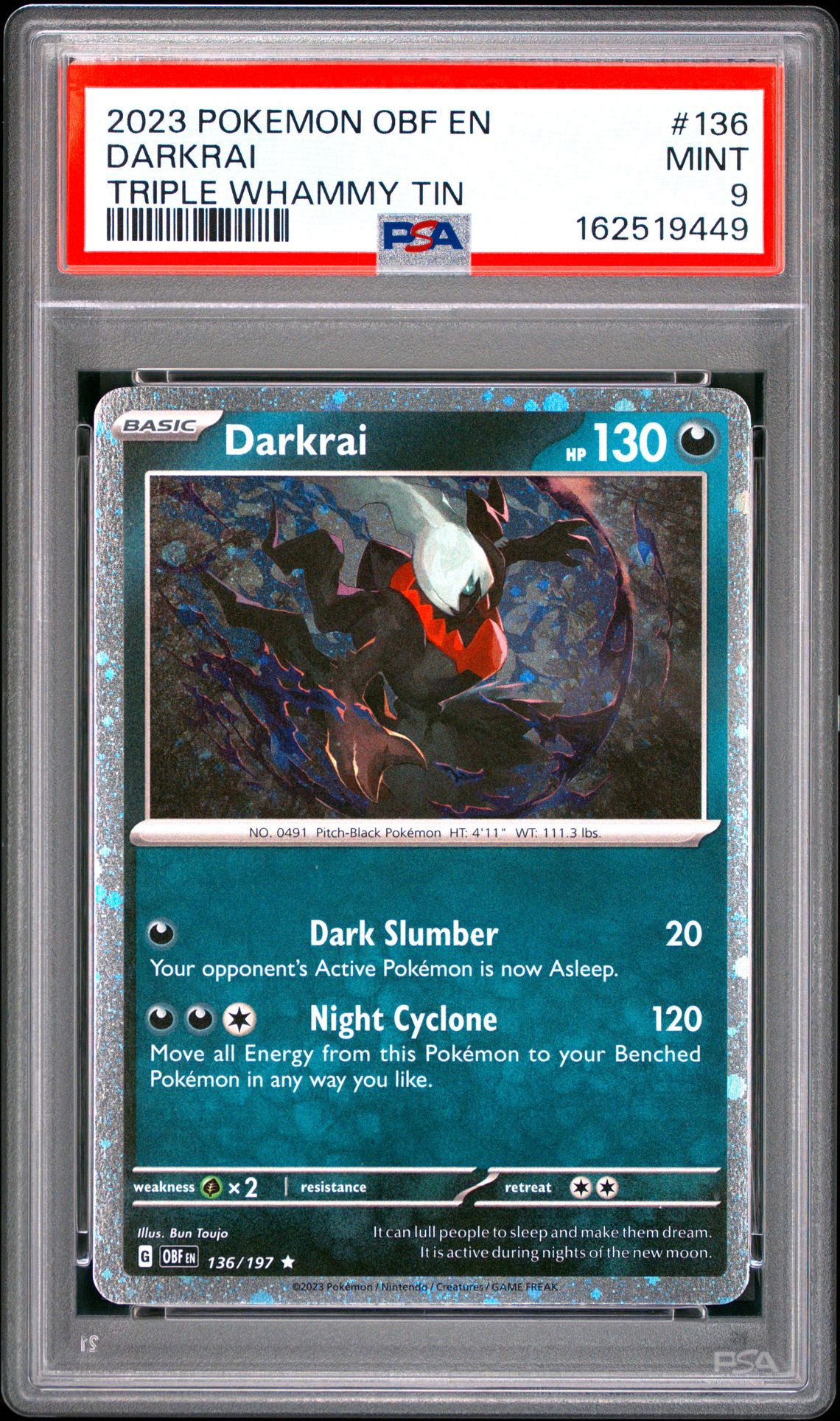 2023 Pokemon Obf En-Obsidian Flames Darkrai #136 (Triple Whammy Tin) Mint 9 front