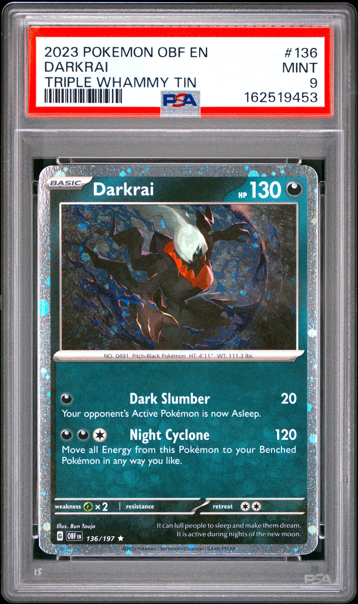 2023 Pokemon Obf En-Obsidian Flames Darkrai #136 (Triple Whammy Tin) Mint 9 front