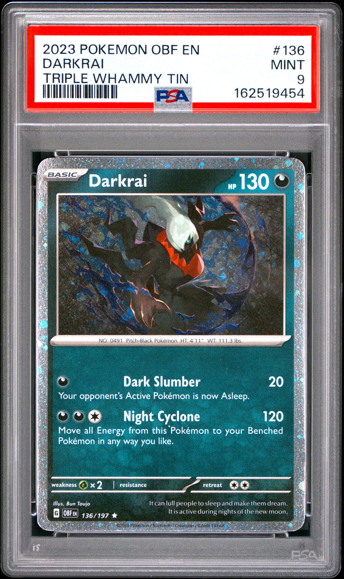 2023 Pokemon Obf En-Obsidian Flames Darkrai #136 (Triple Whammy Tin) Mint 9 front
