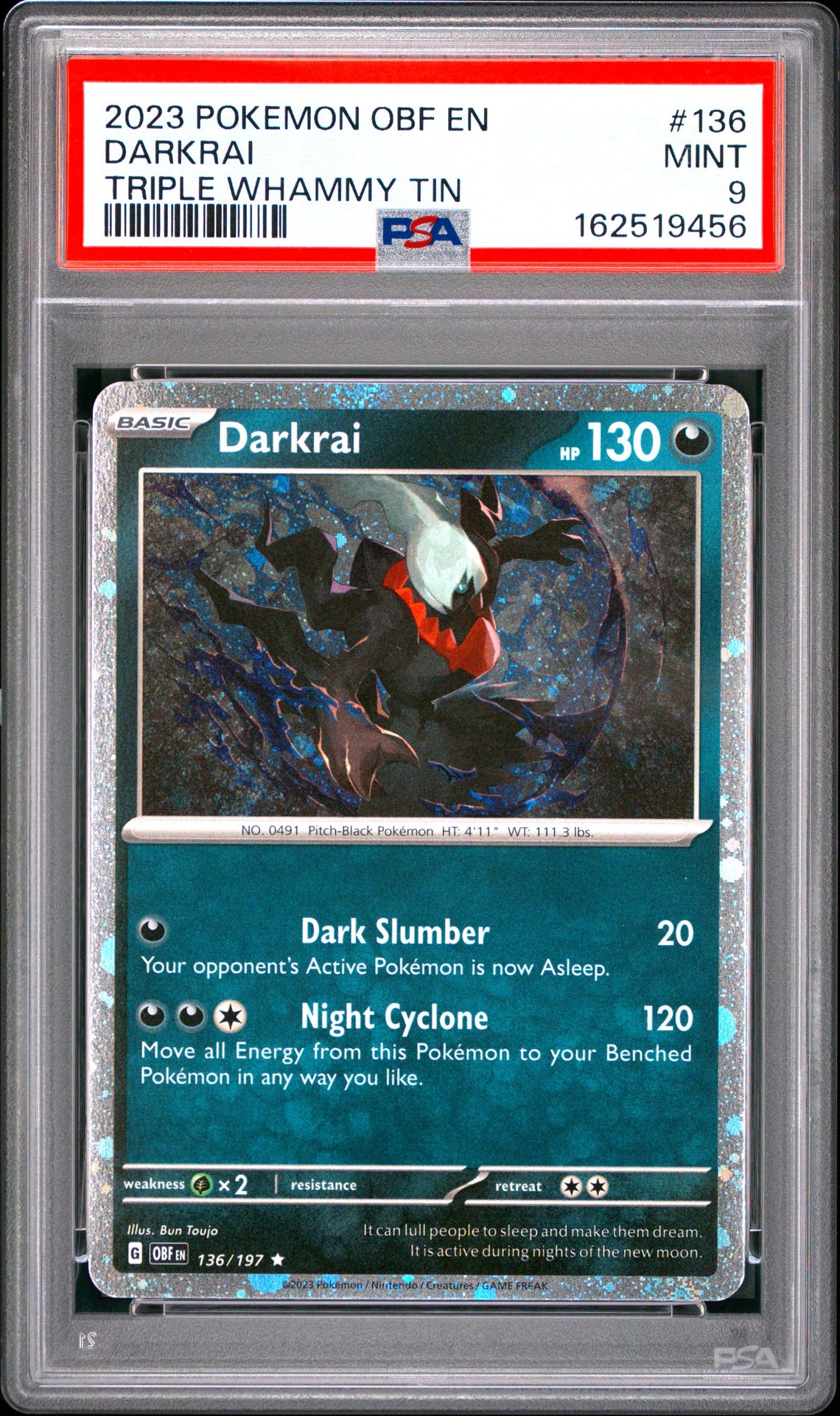 2023 Pokemon Obf En-Obsidian Flames Darkrai #136 (Triple Whammy Tin) Mint 9 front