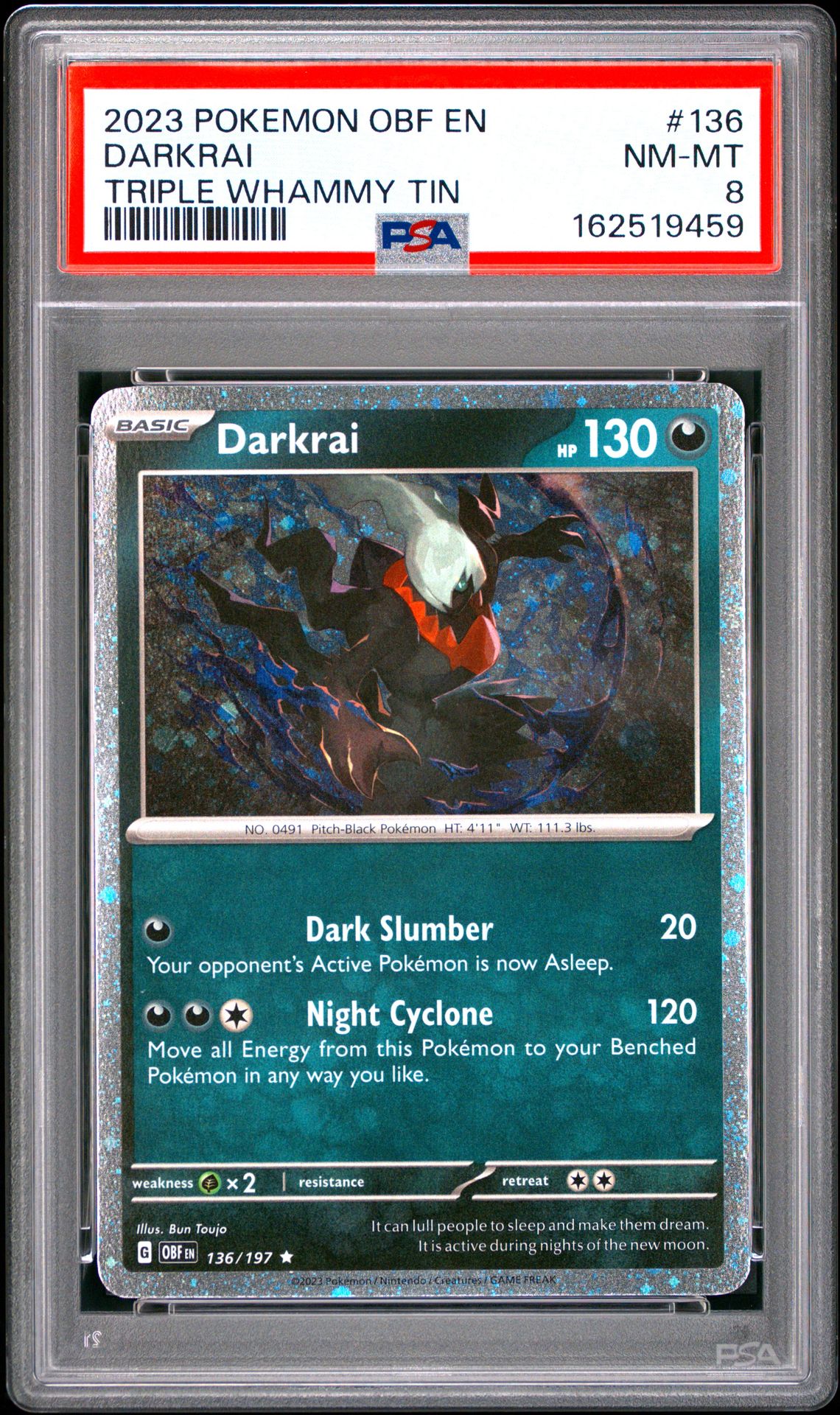 2023 Pokemon Obf En-Obsidian Flames Darkrai #136 (Triple Whammy Tin) Nm-Mt 8 front