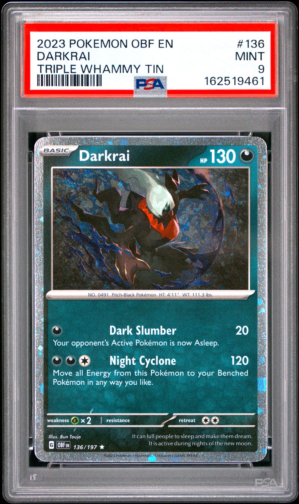 2023 Pokemon Obf En-Obsidian Flames Darkrai #136 (Triple Whammy Tin) Mint 9 front