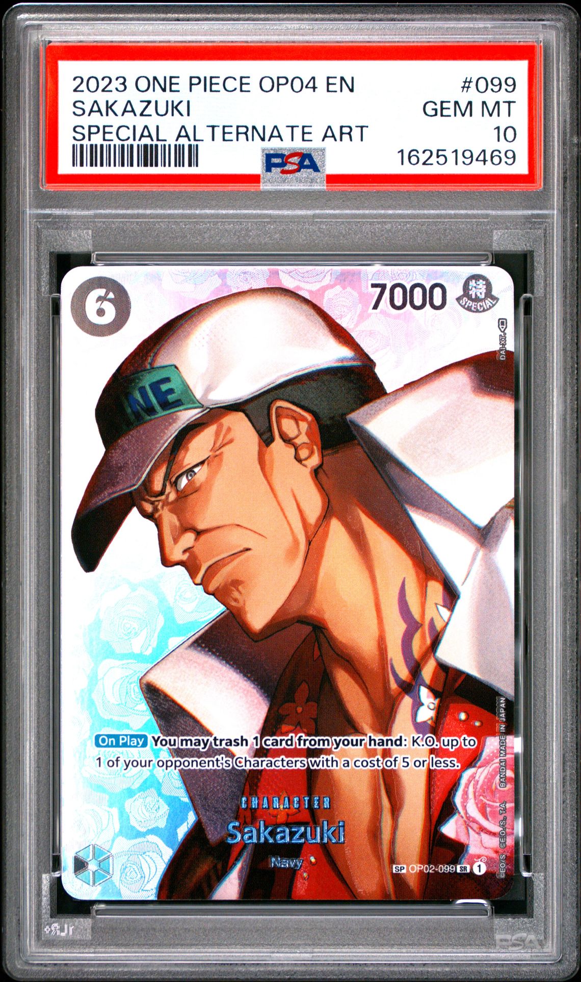 2023 One Piece Op04-Kingdoms Of Intrigue Sakazuki #099 (Special Alternate Art) Gem Mt 10 front