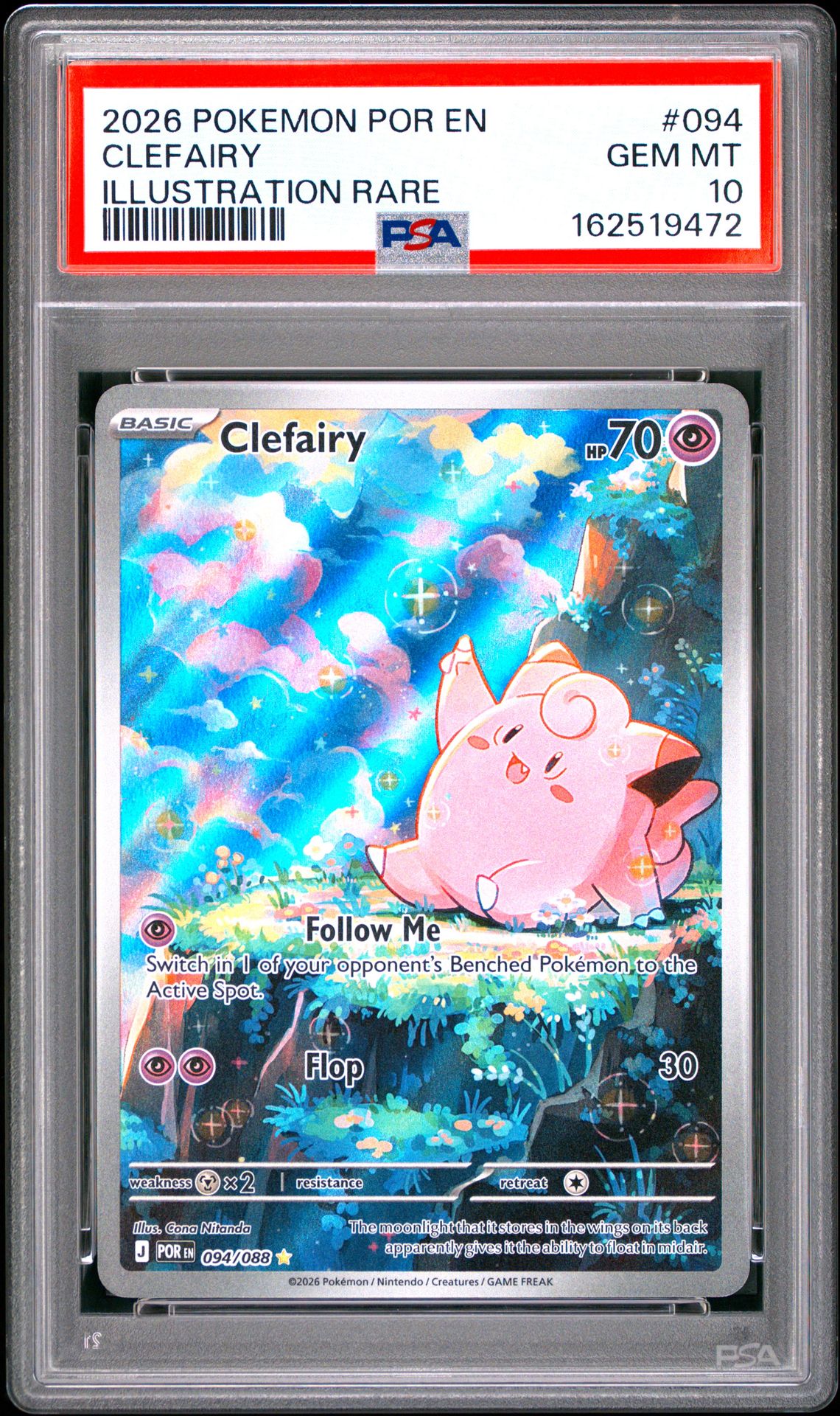 2026 Pokemon Por En-Perfect Order Clefairy #094 (Illustration Rare) Gem Mt 10 front