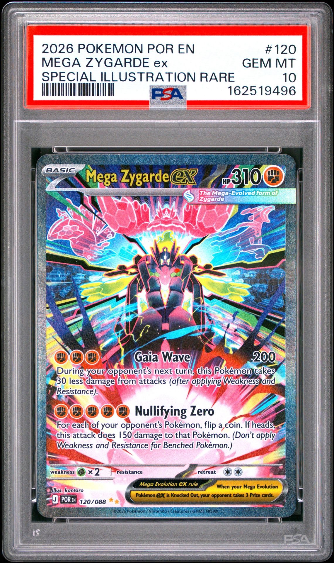 2026 Pokemon Por En-Perfect Order Mega Zygarde Ex #120 (Special Illustration Rare) Gem Mt 10 front view - PSA graded GEM MT 10