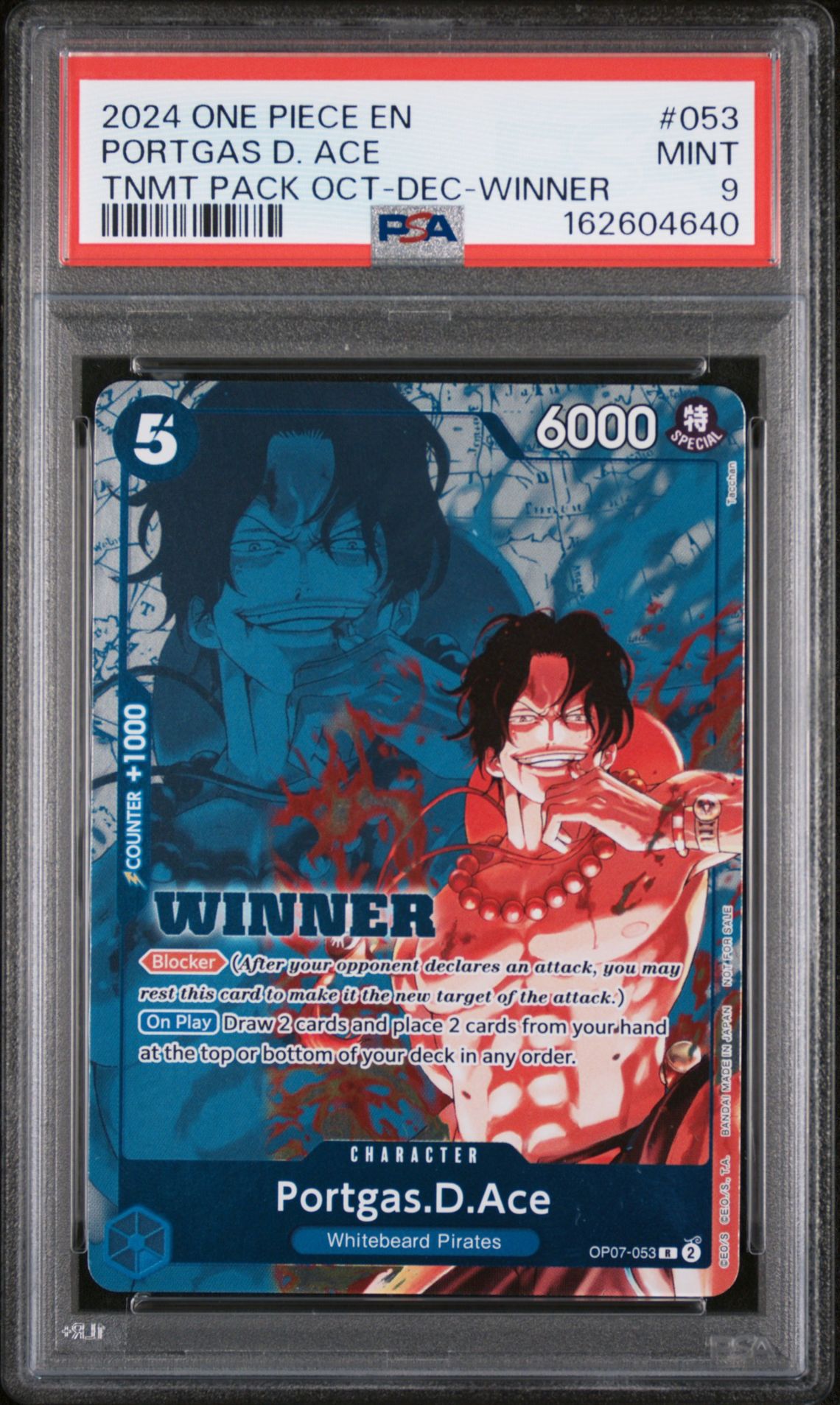 2024 One Piece Tournament Pack October-December Portgas D. Ace #053 (Tnmt Pack Oct-Dec-Winner) Mint 9 front