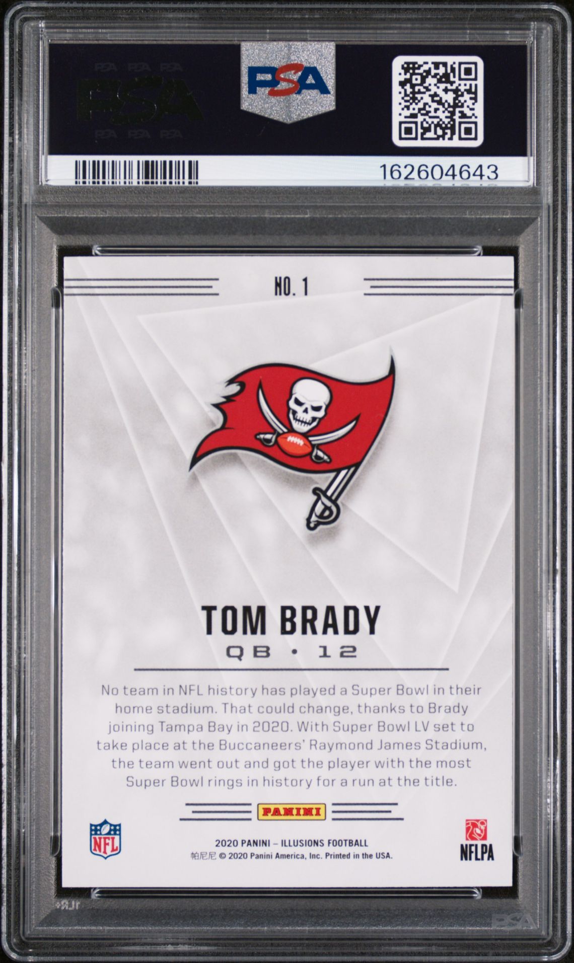 2020 Panini Illusions Tom Brady #1 (Retail) Gem Mt 10 back view - PSA certificate #162604643