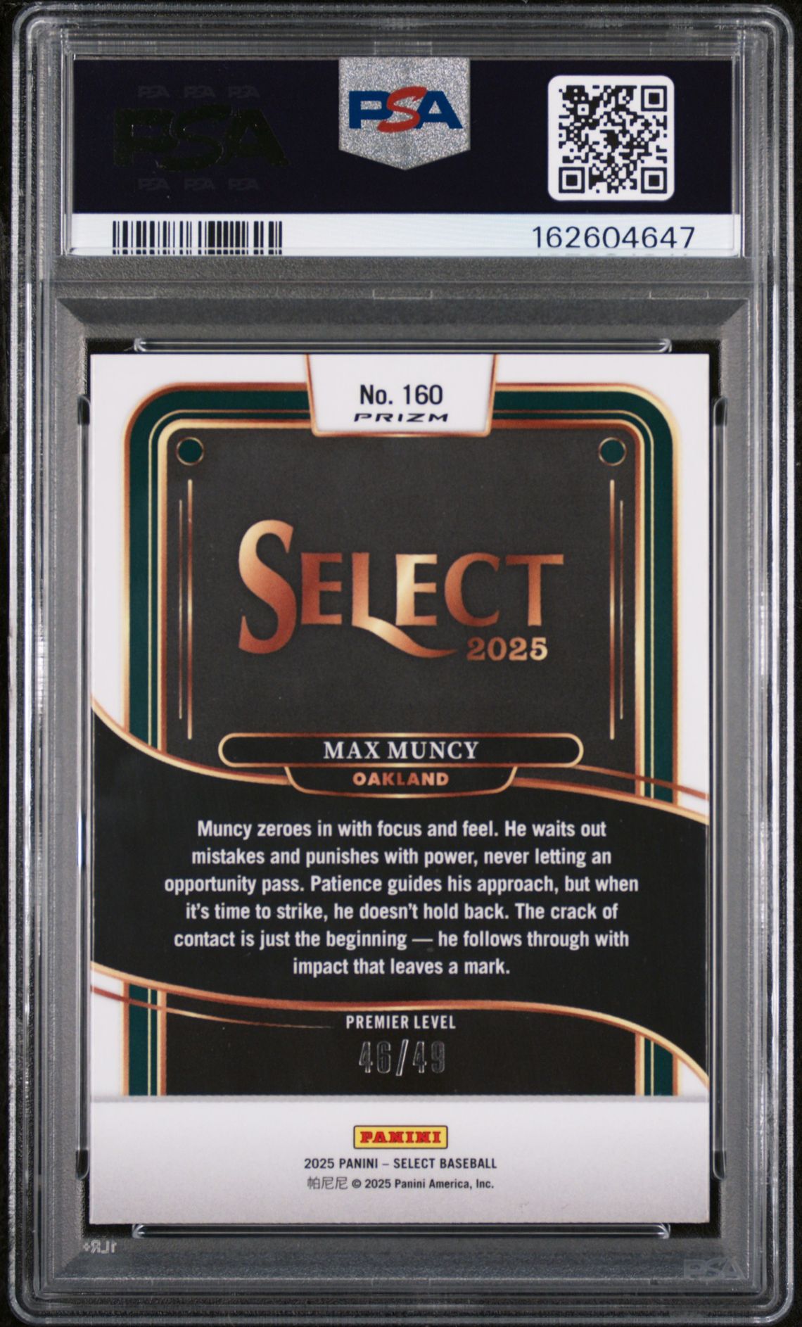 2025 Panini Select Max Muncy #160 (Orange Prizm) Nm-Mt 8 back