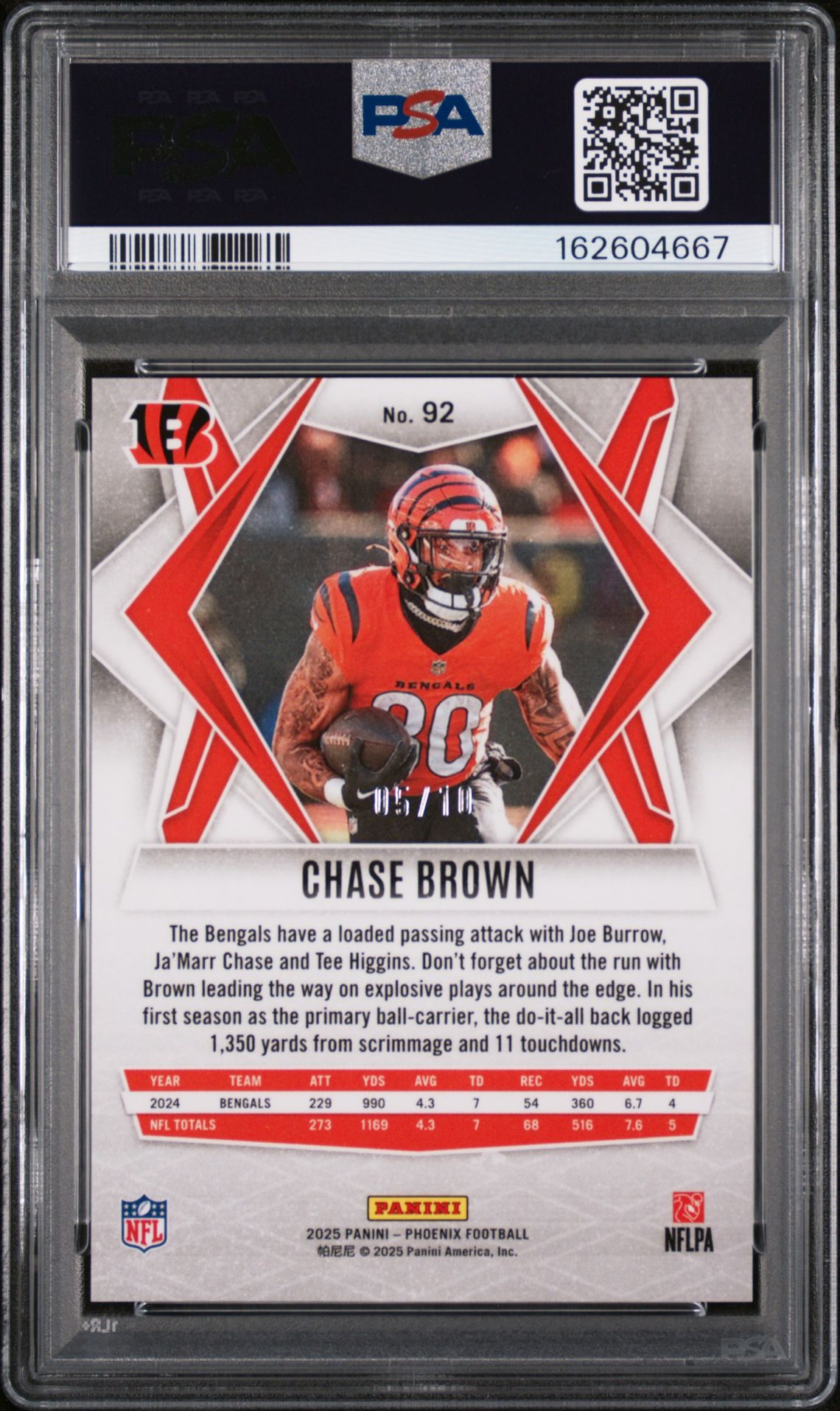 2025 Panini Phoenix Chase Brown #92 (Gold Mojo) Mint 9 back