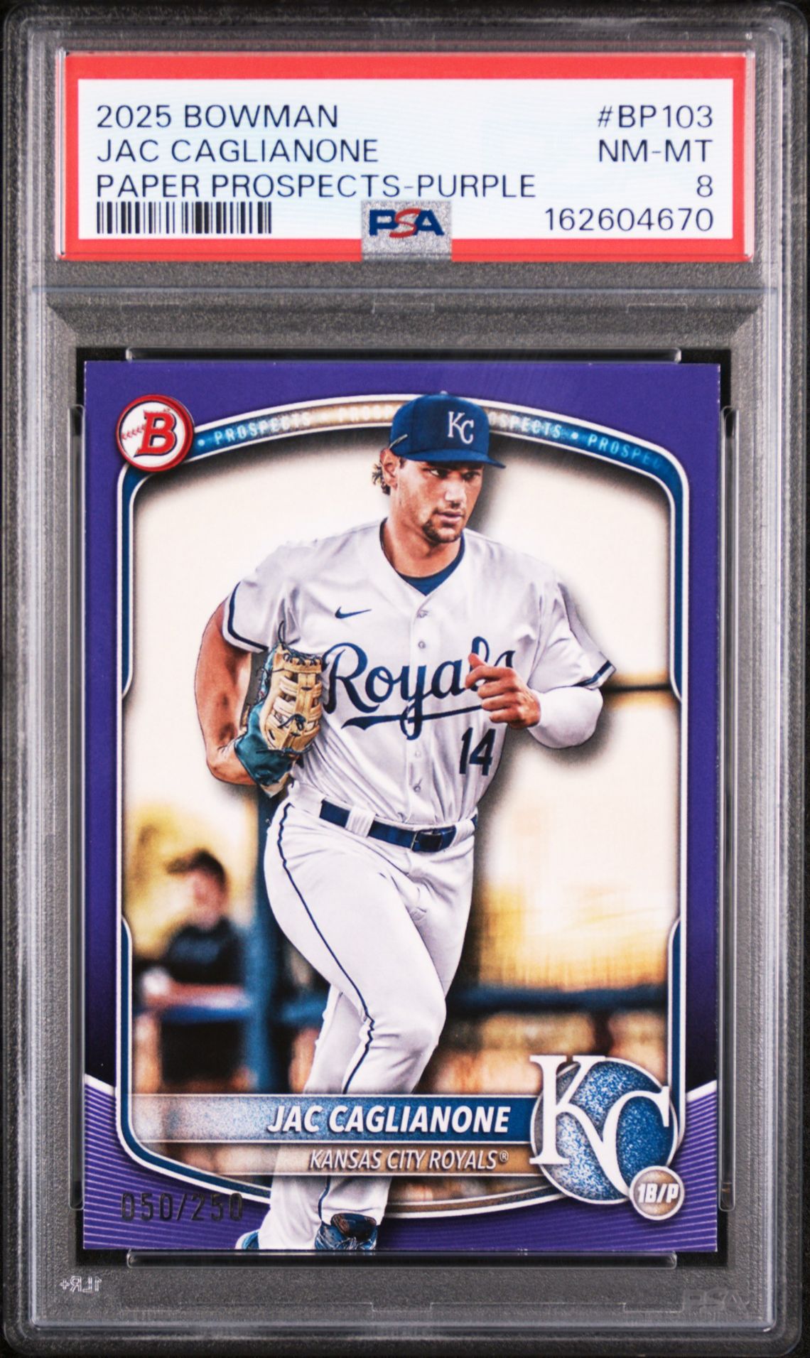 2025 Bowman Paper Prospects Jac Caglianone #Bp103 (Paper Prospects-Purple) Nm-Mt 8 front