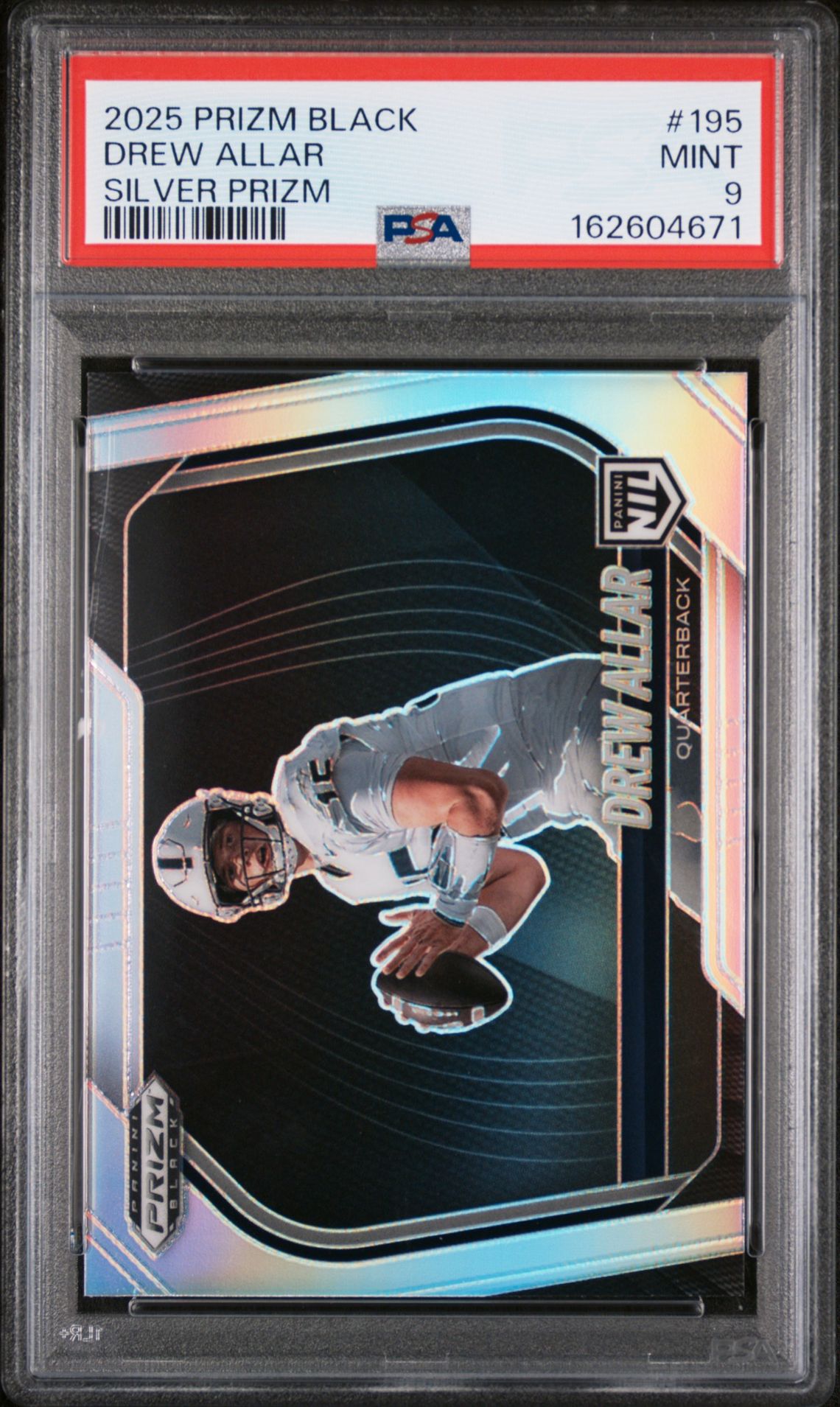 2025 Panini Prizm Black Drew Allar #195 (Silver Prizm) Mint 9 front